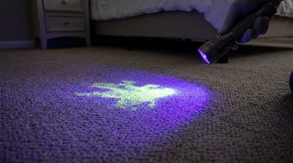 urine stain with uv light